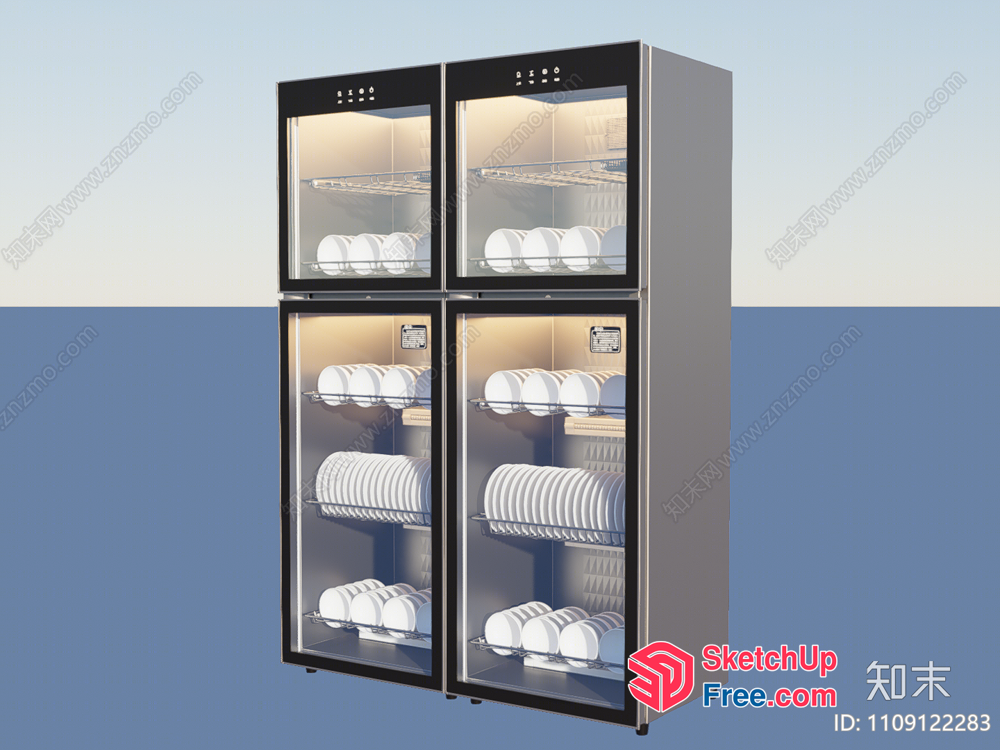 Modern Commercial Kitchen Dish Storage And Drying Cabinets 3D SketchUp File