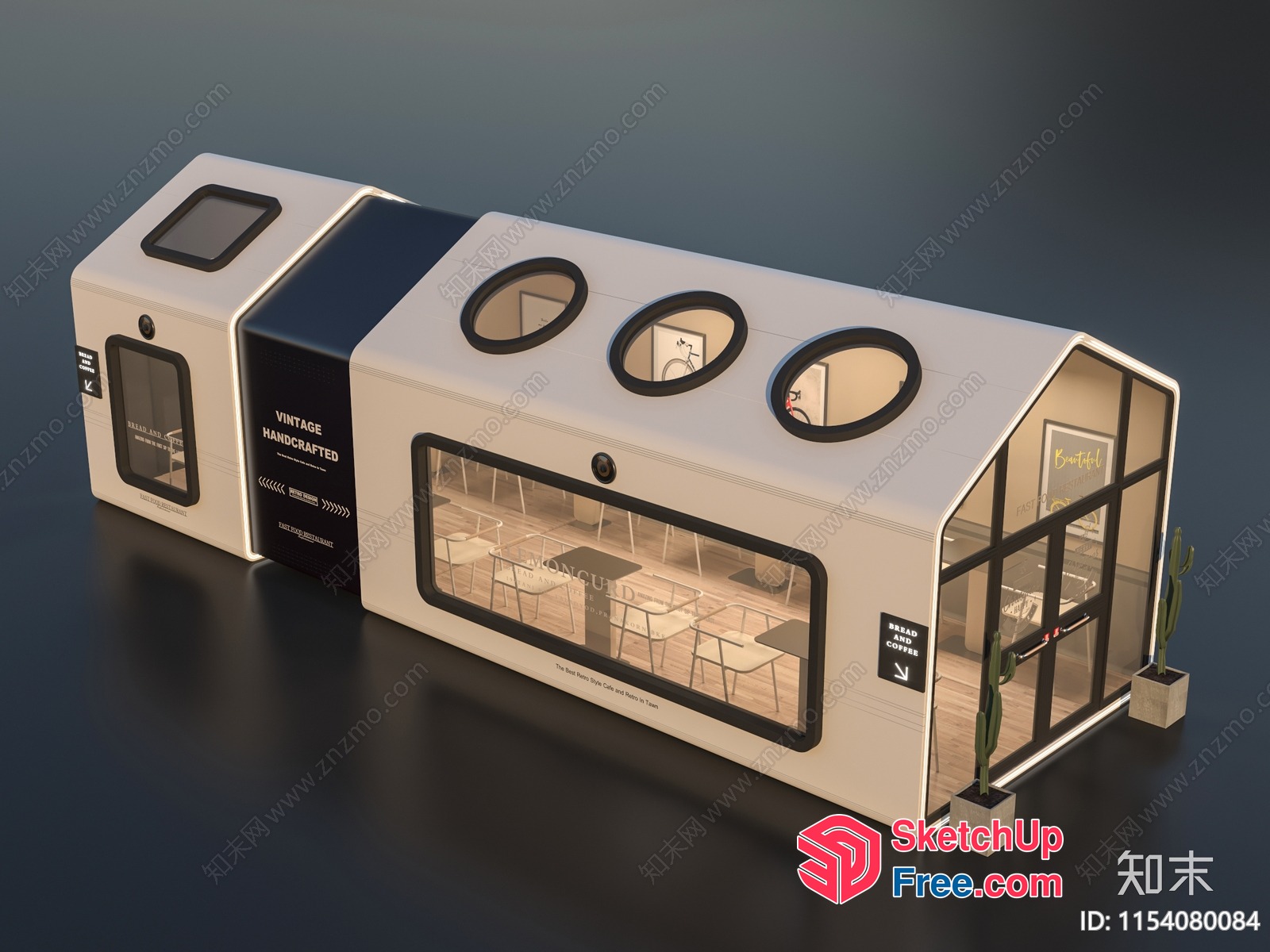 Modern Industrial Style Coffee Shop 3D SketchUp File