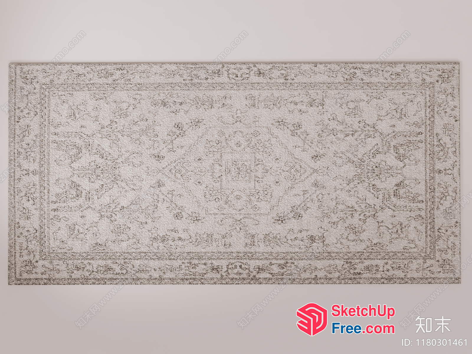 Ornate Border Patterned Rug 3D SketchUp File