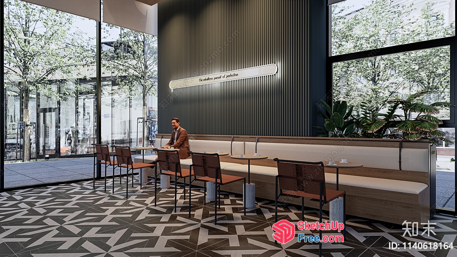 Modern Cafe Interior With Sleek Furniture And Natural Light 3D SketchUp File