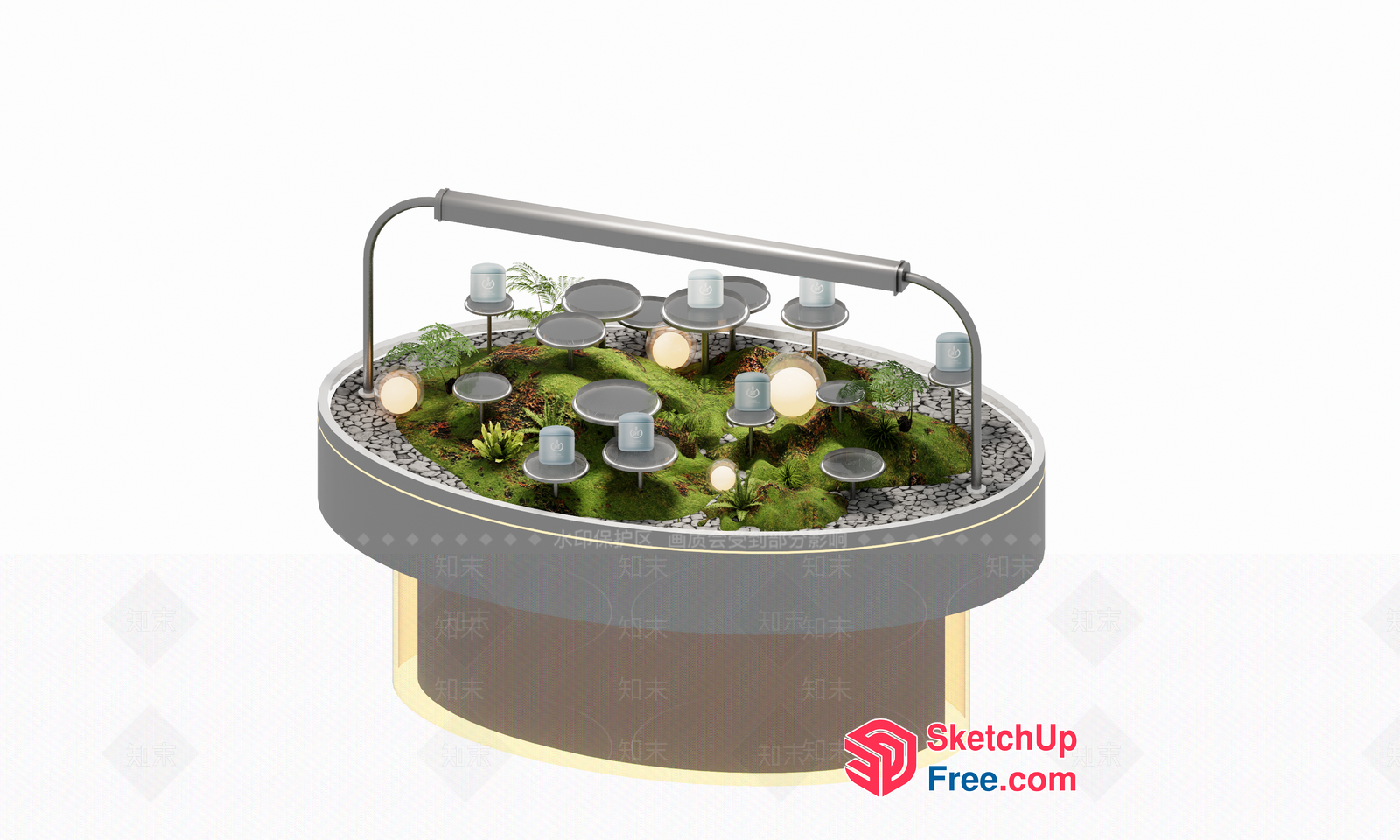 Modern Outdoor Furniture Set With Lush Greenery 3D SketchUp File