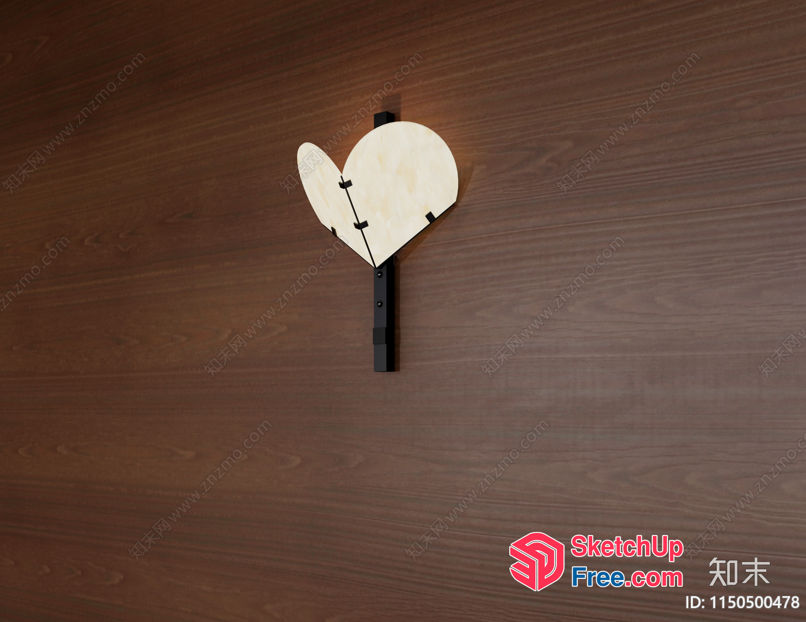 Wooden Heart-Shaped Wall Decor 3D SketchUp File