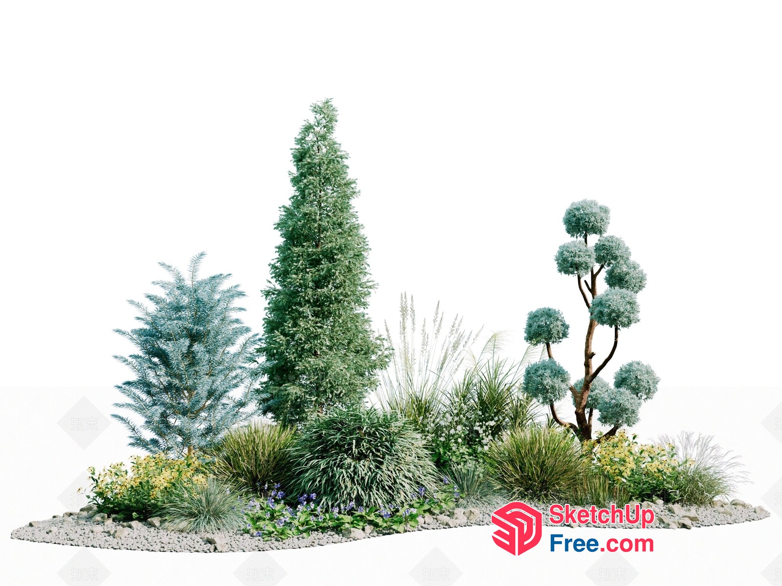 Serene Garden Scene 3D SketchUp File