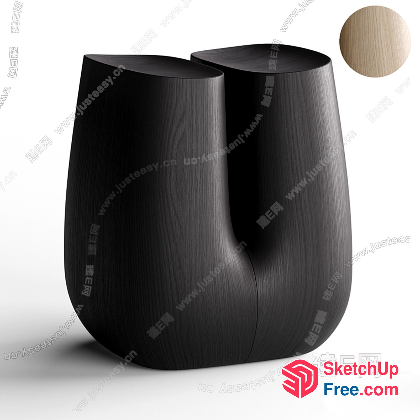 Unique Furniture Design With Curved Wooden Elements 3D SketchUp File