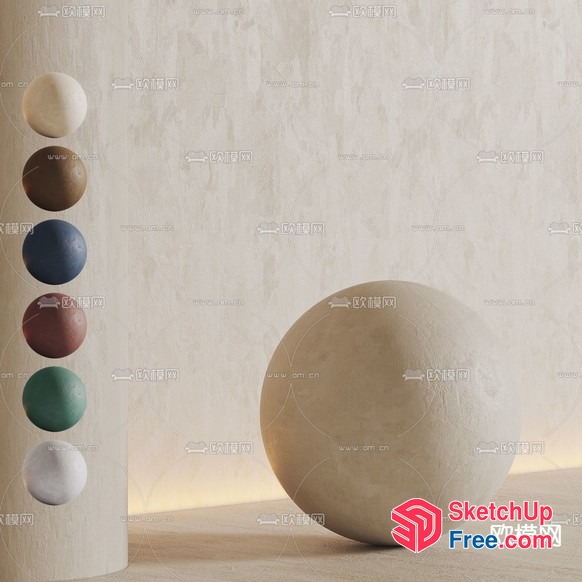 Colorful Sphere Pillars In A Minimalist Setting 3D SketchUp File