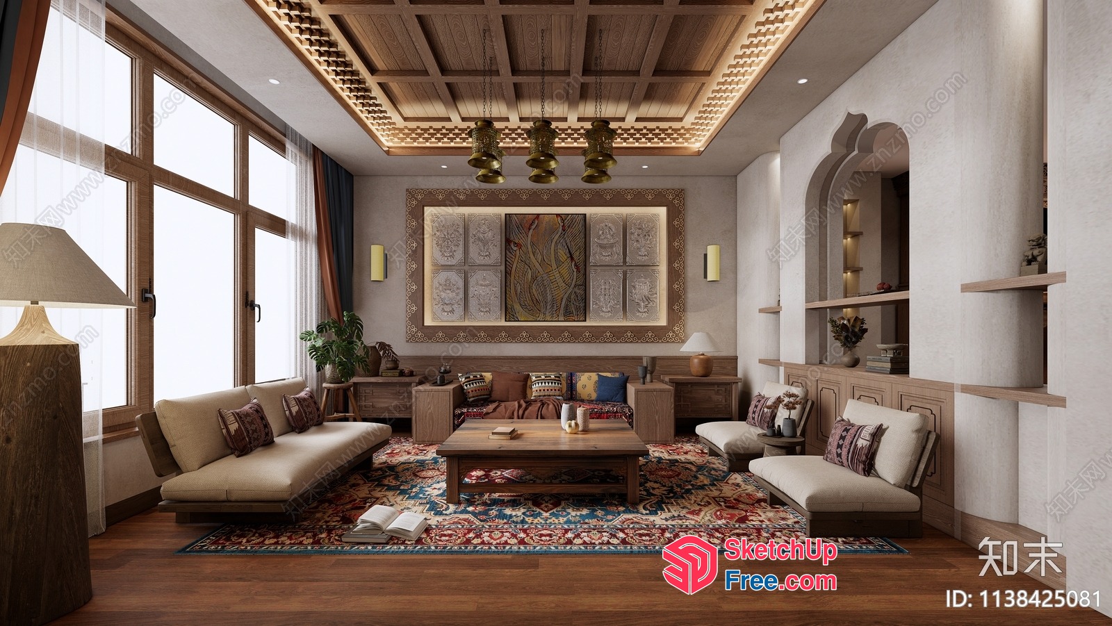 Elegant And Cozy Living Room Interior 3D SketchUp File