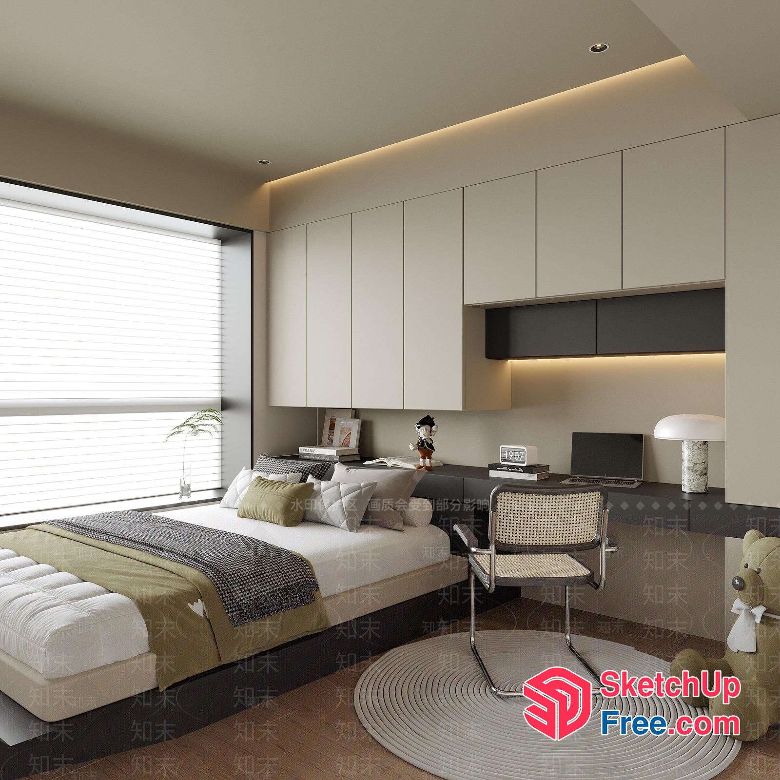 Modern Minimalist Bedroom With Sleek Furniture And Natural Light 3D SketchUp File