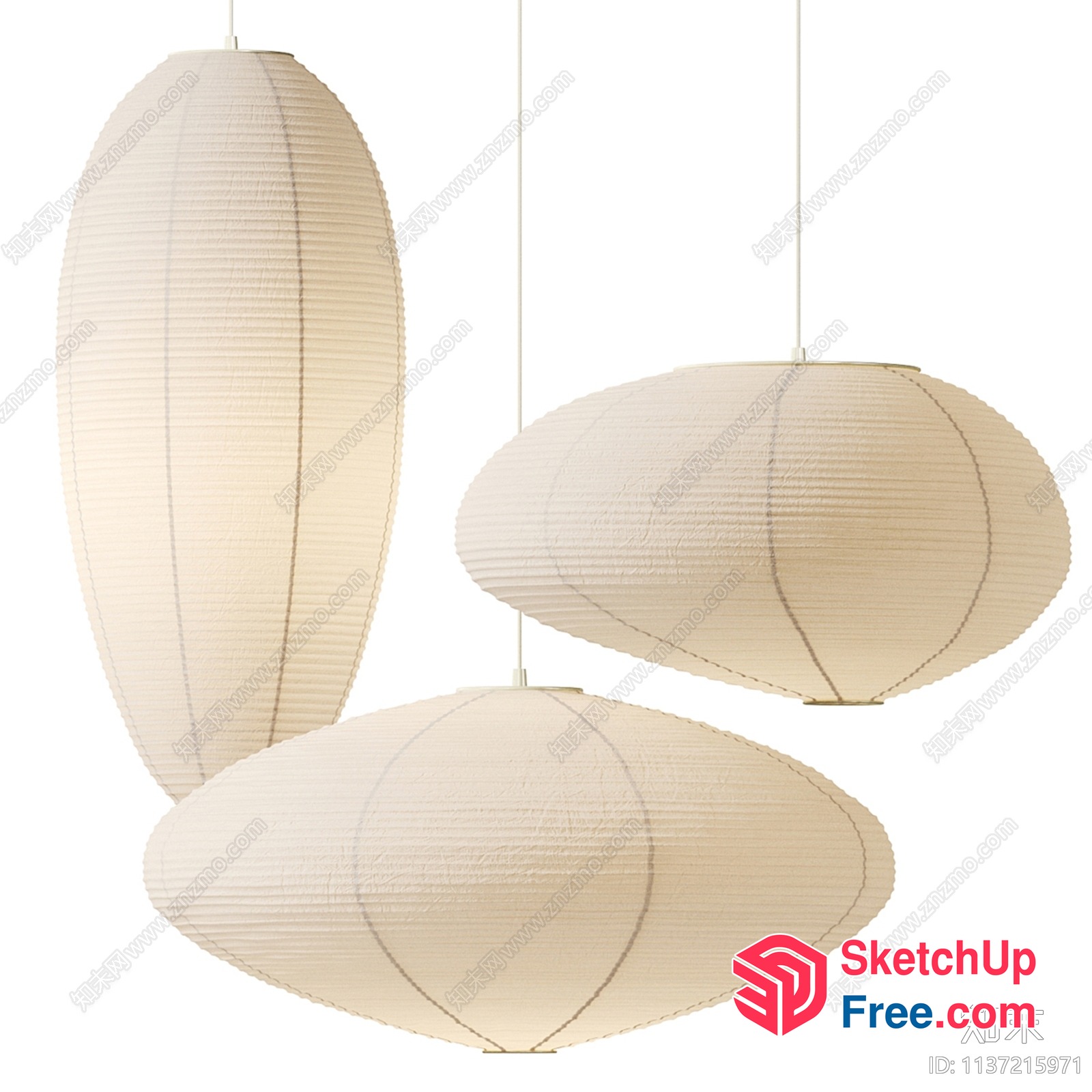 Elegant Japanese-Inspired Hanging Lanterns 3D SketchUp File