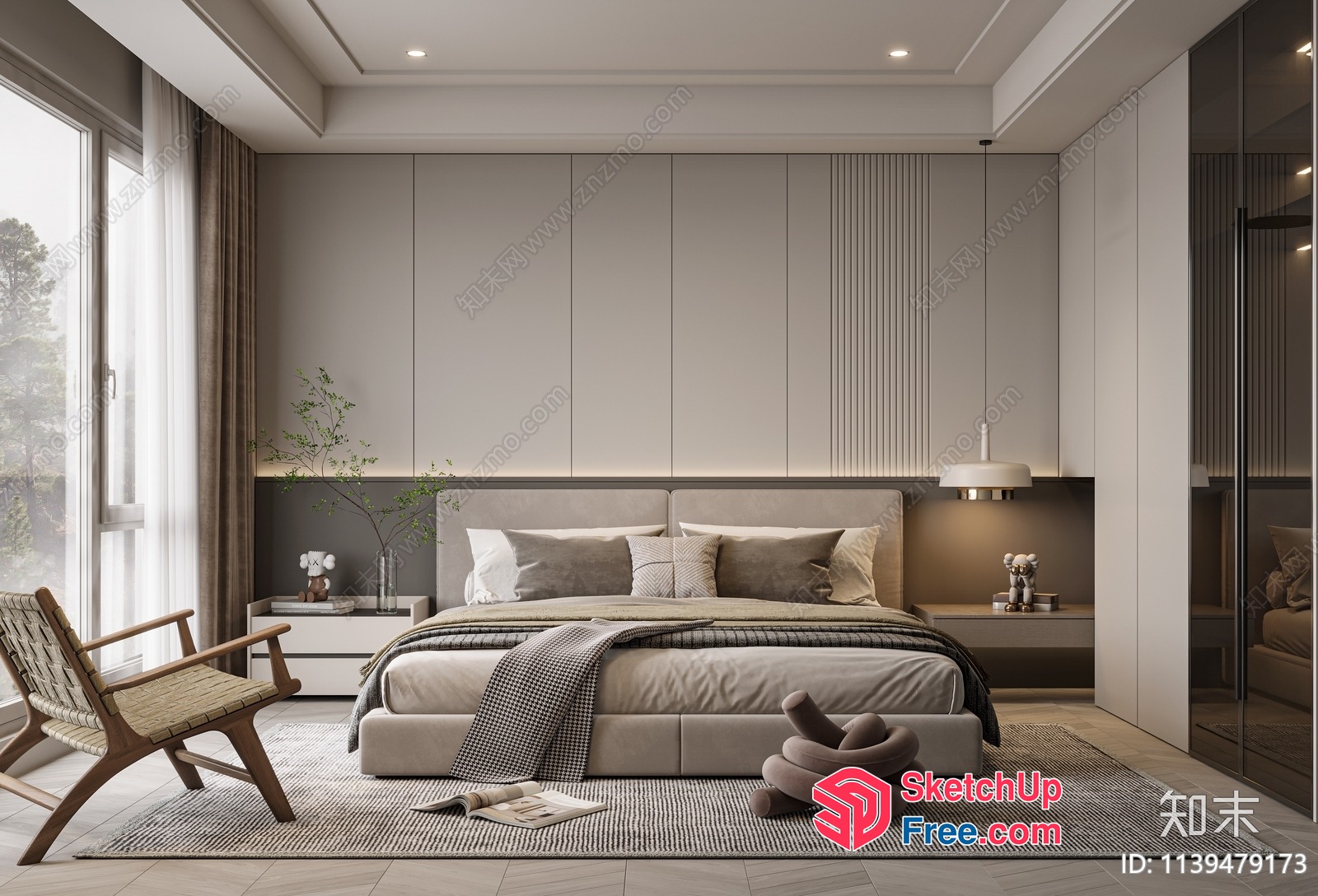 Elegant Modern Bedroom Interior 3D SketchUp File