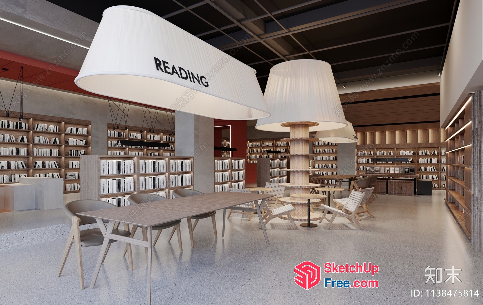 Reading Area In A Modern Library 3D SketchUp File