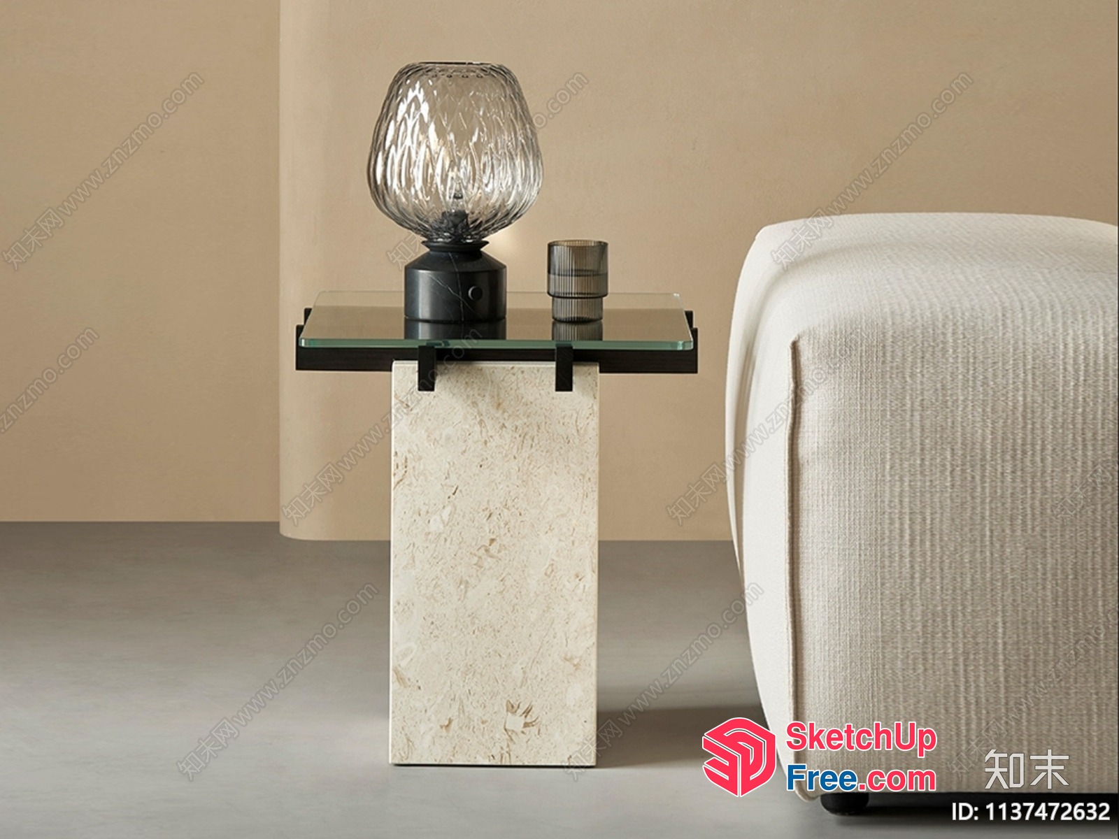 Modern Creamy Style Side Table 3D SketchUp File