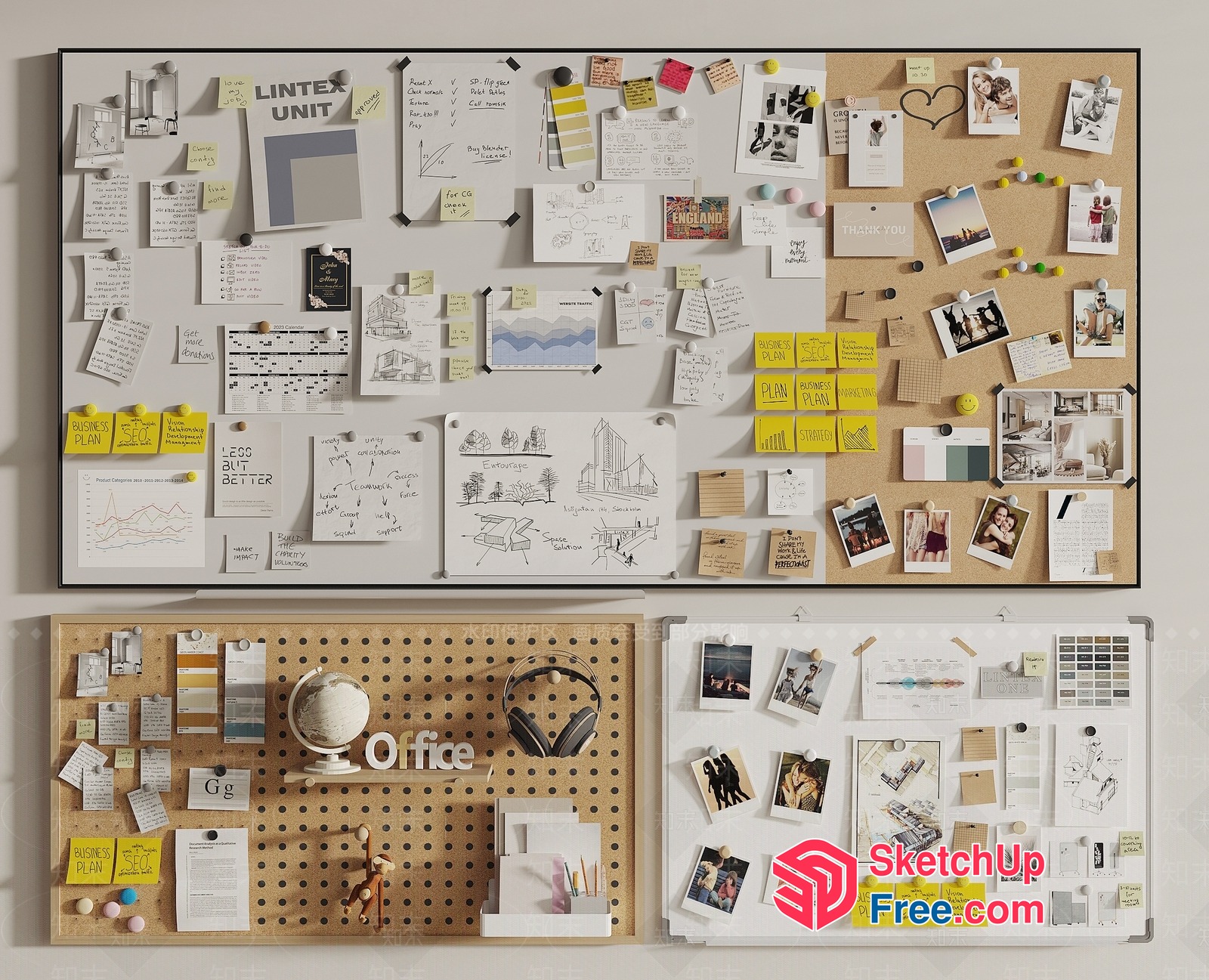 Office Decor And Furniture Showcase 3D SketchUp File