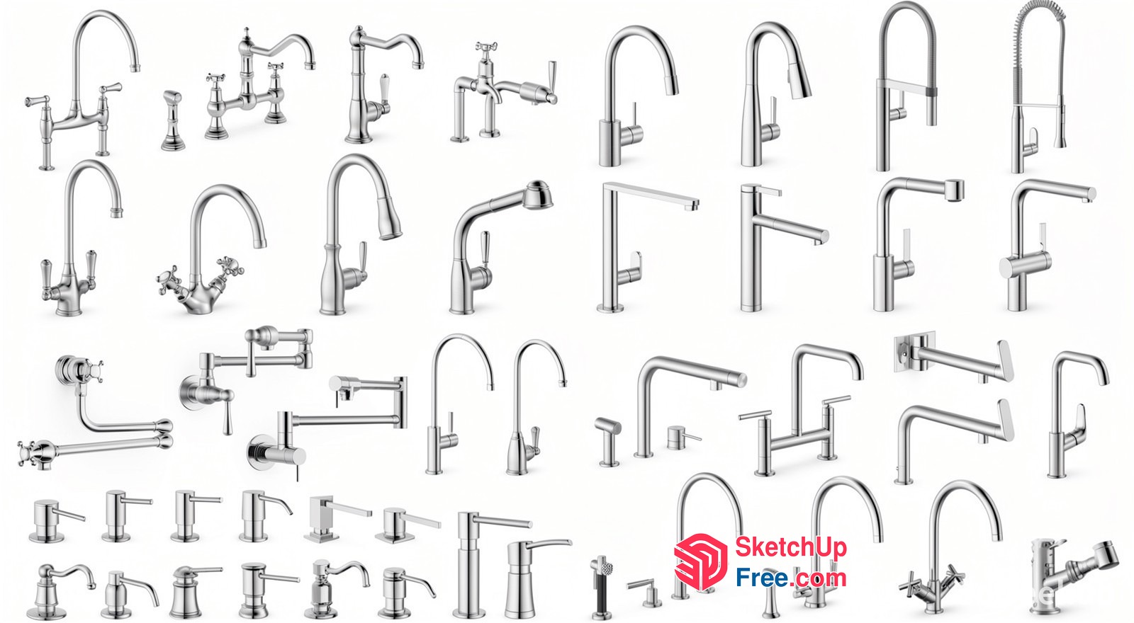 Various Kitchen And Bathroom Faucet Designs 3D SketchUp File