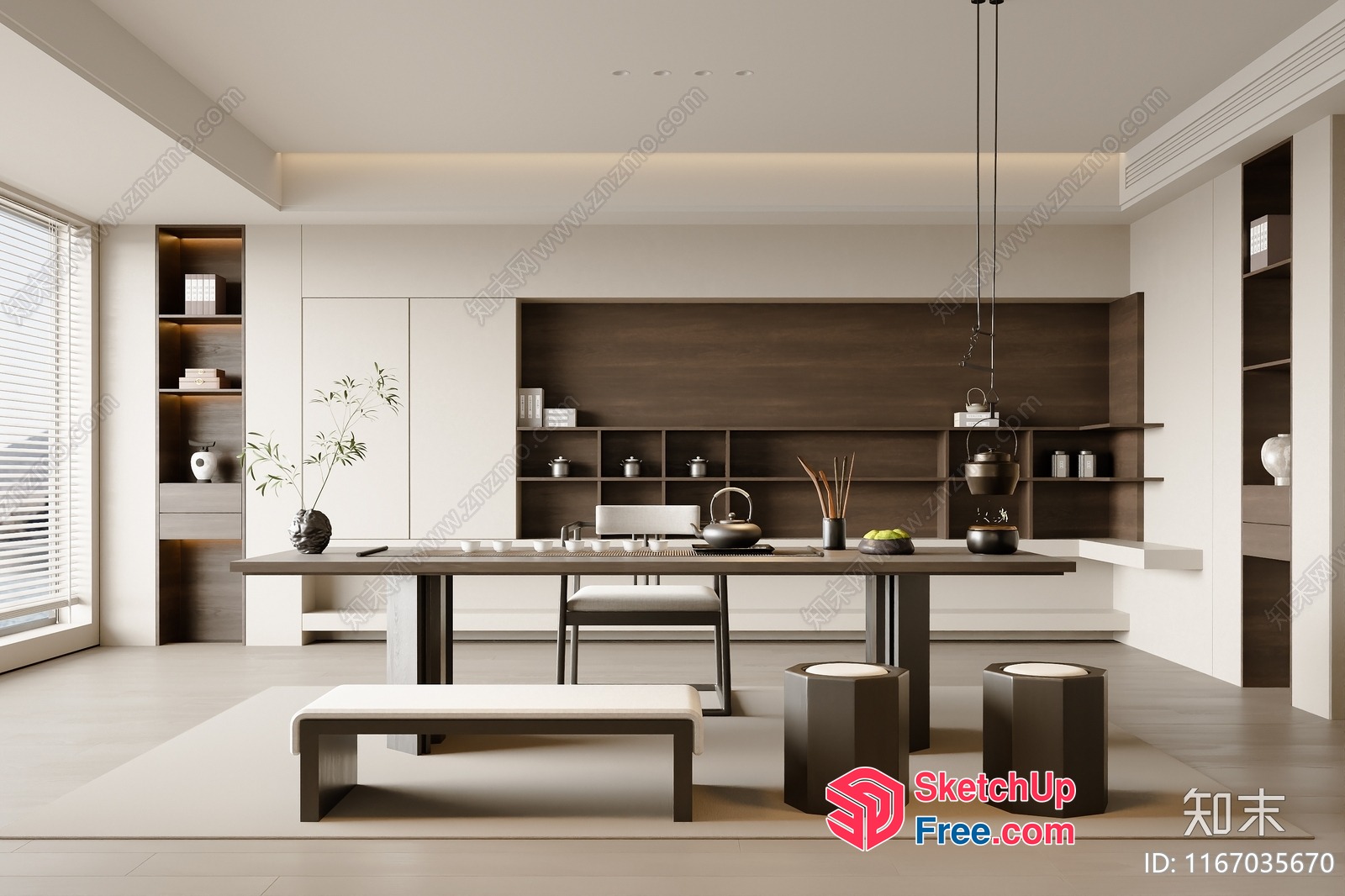 Modern Minimalist Japanese Style Living Room 3D SketchUp File