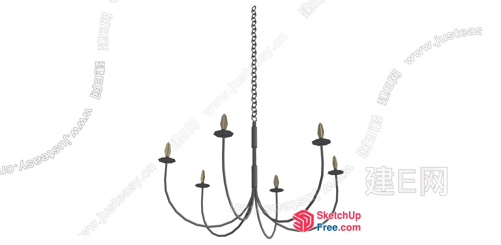Elegant Chandelier With Six Arms 3D SketchUp File