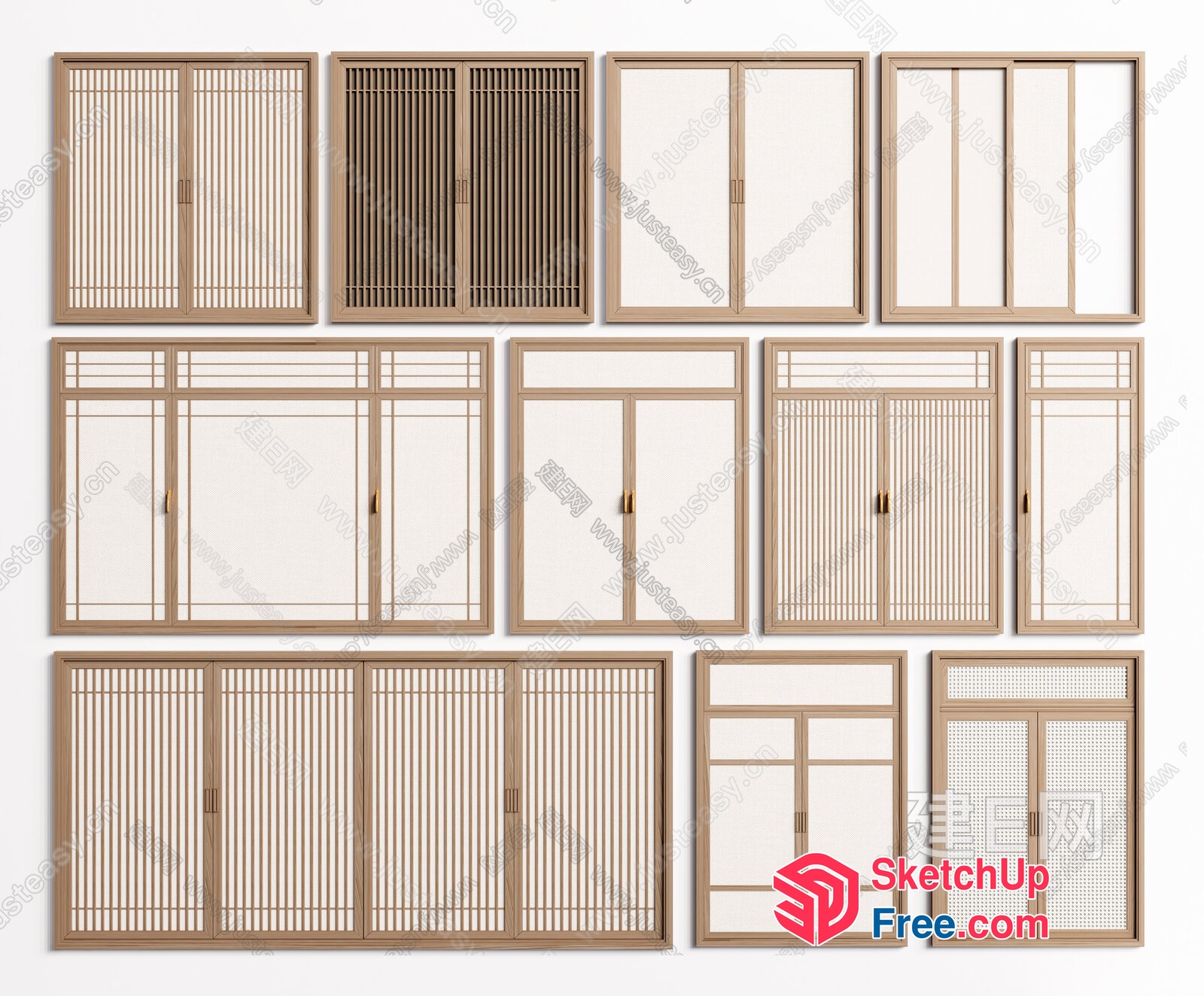 Asian-Inspired Window Designs With Sliding Panels 3D SketchUp File