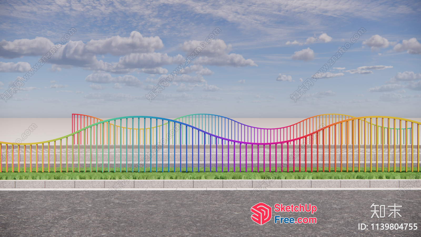 Colorful Wavy Railing 3D SketchUp File
