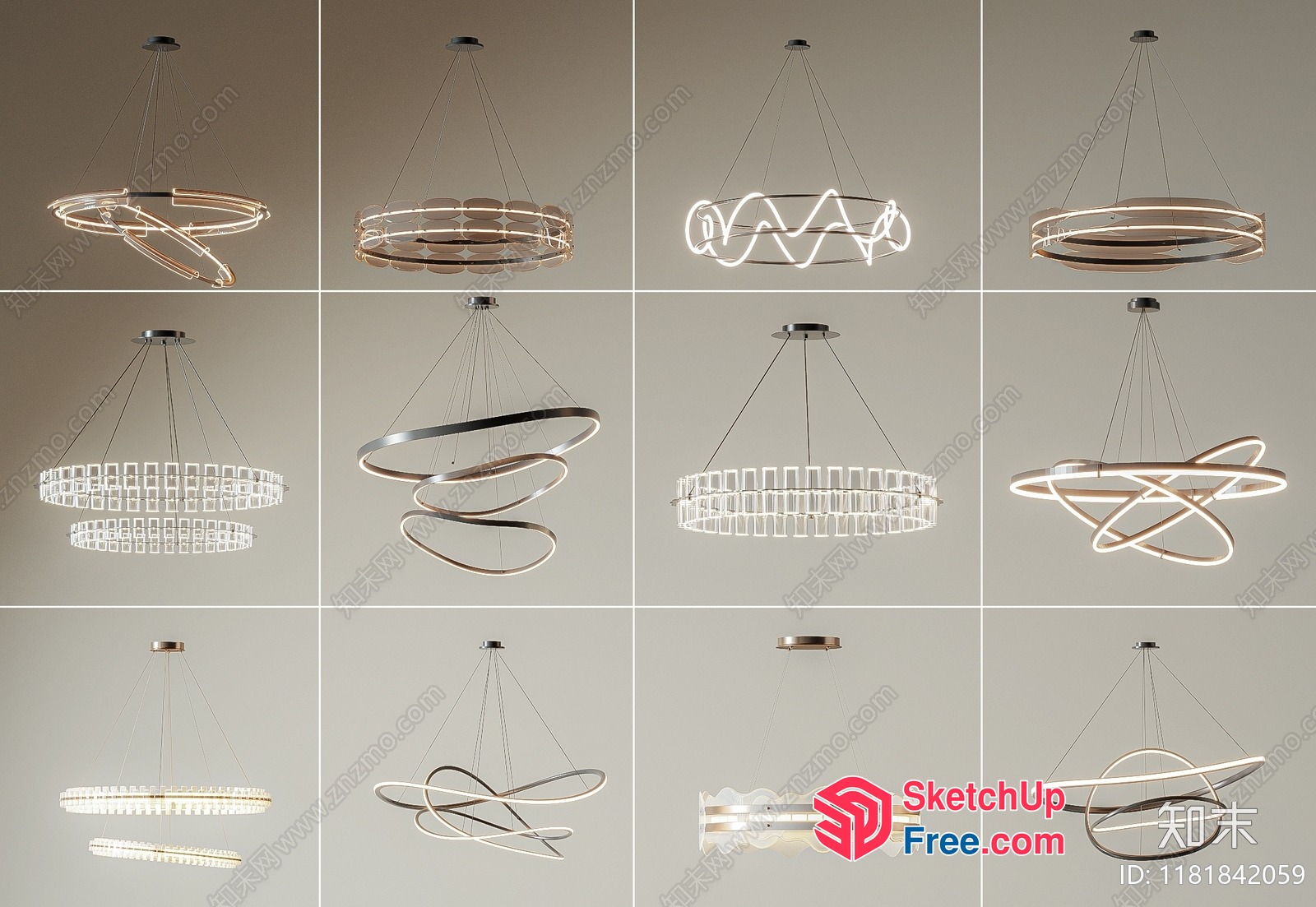 Elegant Modern Chandelier Collection 3D SketchUp File