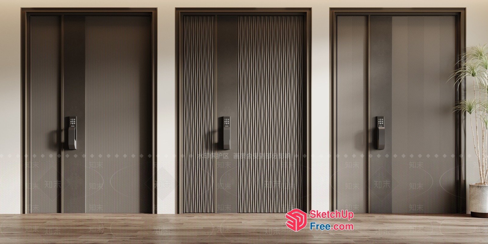 Modern Elevator Doors In Three Styles 3D SketchUp File