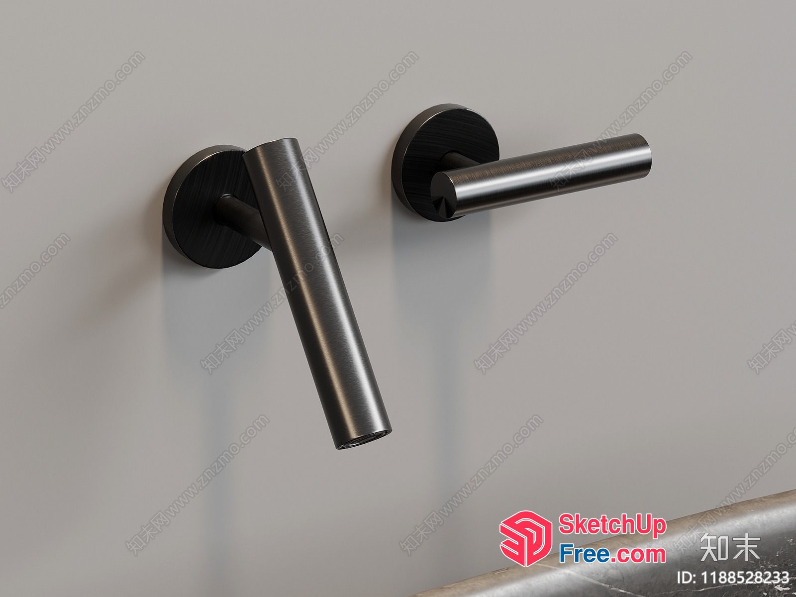 Modern Metal Door Handle And Lock 3D SketchUp File
