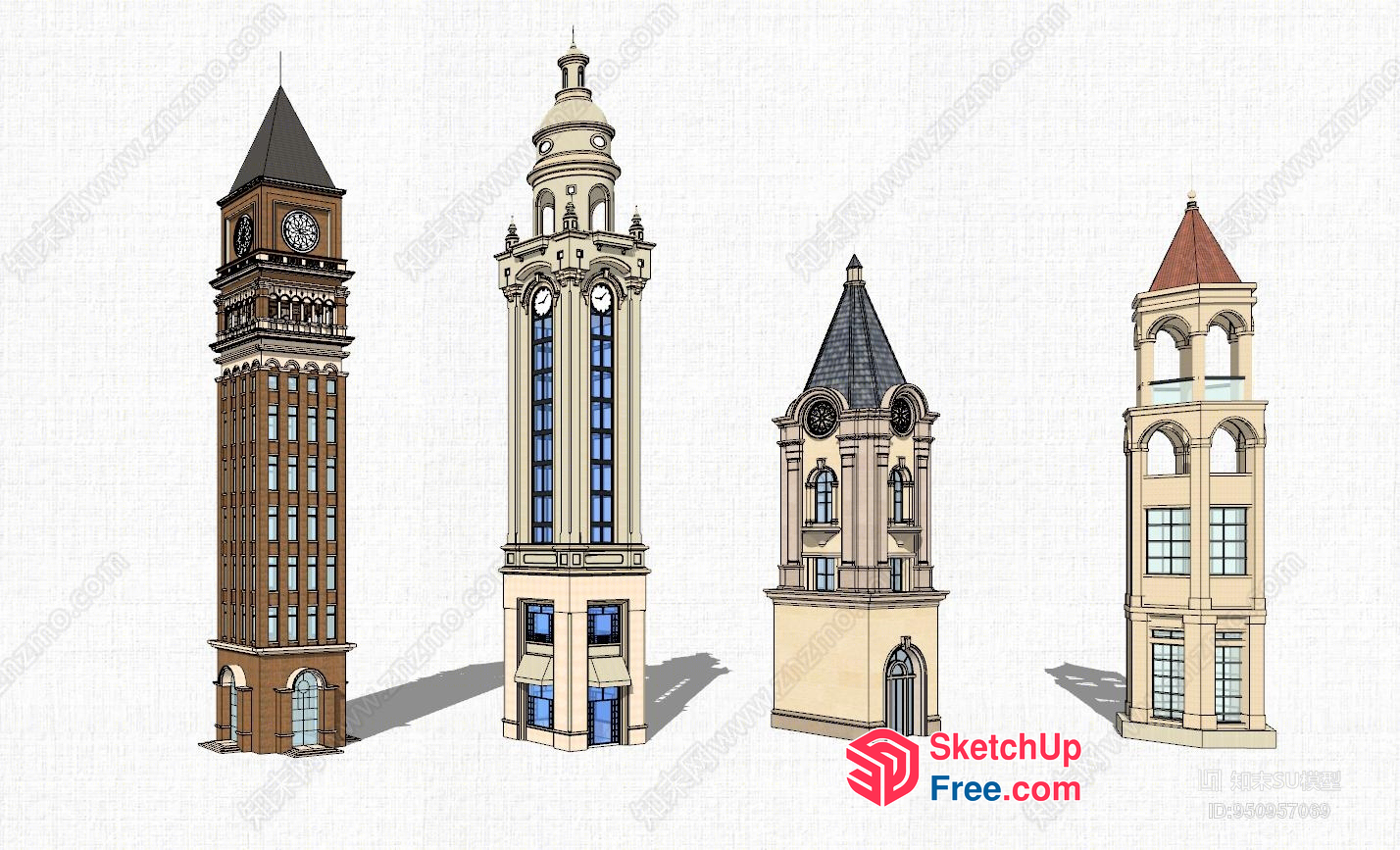 Ornate Clock Tower Designs 3D SketchUp File
