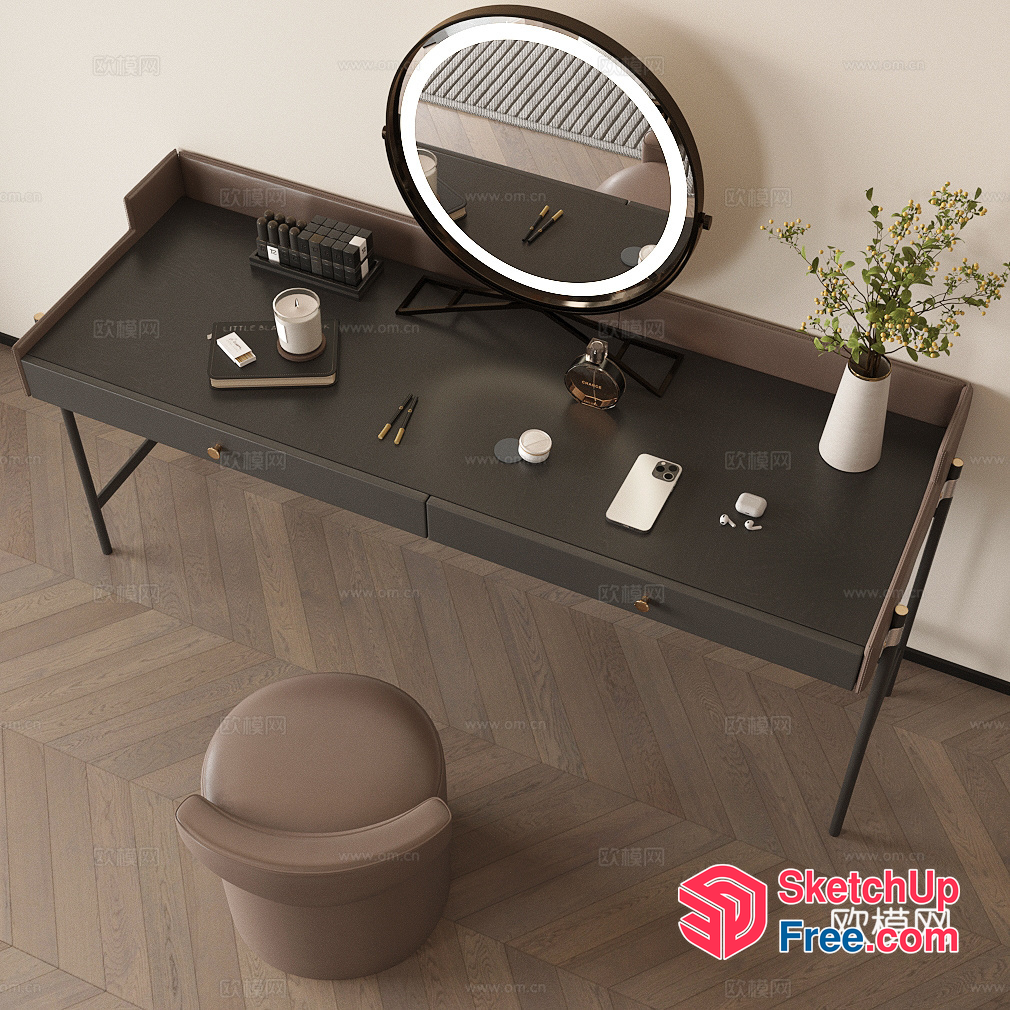 Modern Minimalist Vanity Table With Storage 3D SketchUp File