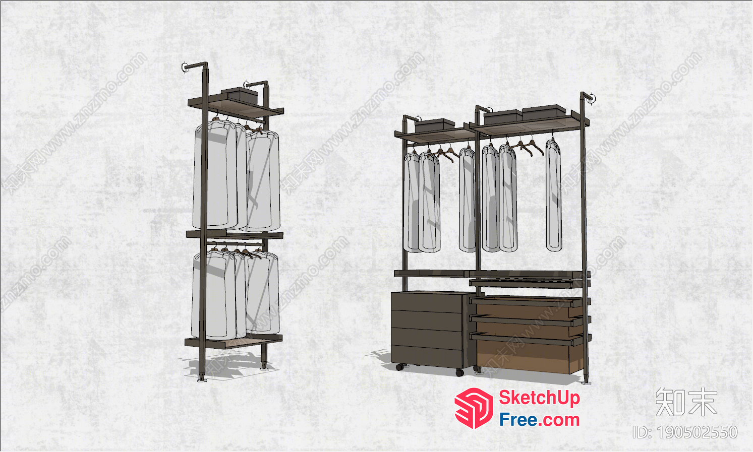 Clothing Rack With Storage And Hanging Rods 3D SketchUp File