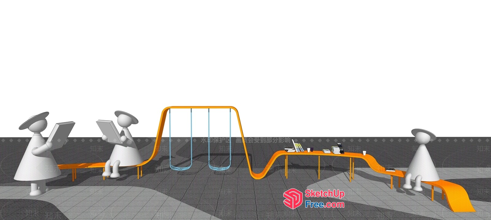 3D Scene Of People Reading And Relaxing 3D SketchUp File