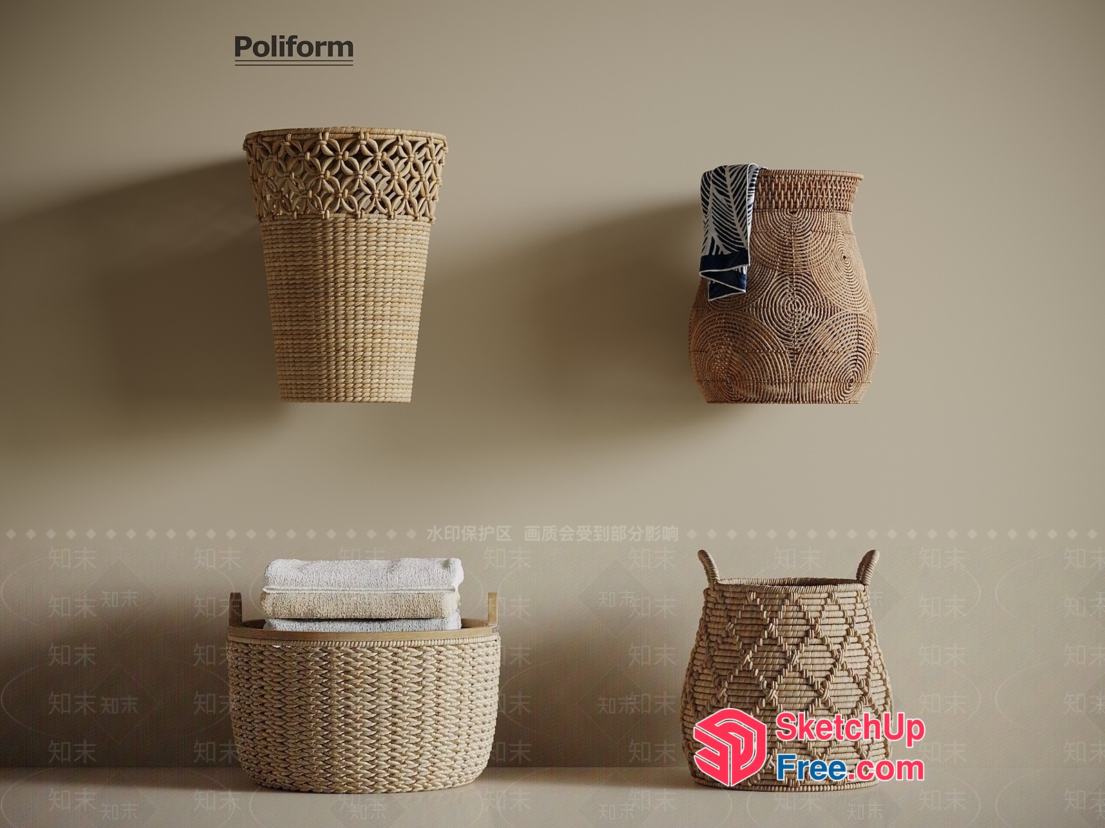 Rattan Basket Collection 3D SketchUp File