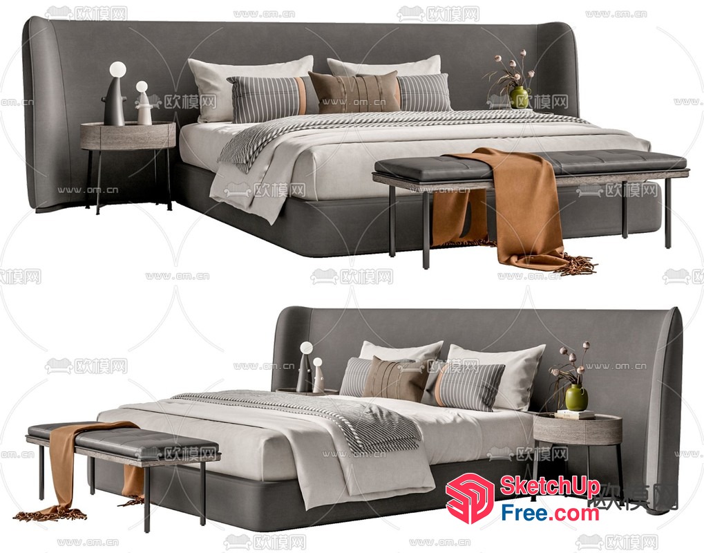 Luxurious Modern Bedroom Furniture Set 3D SketchUp File