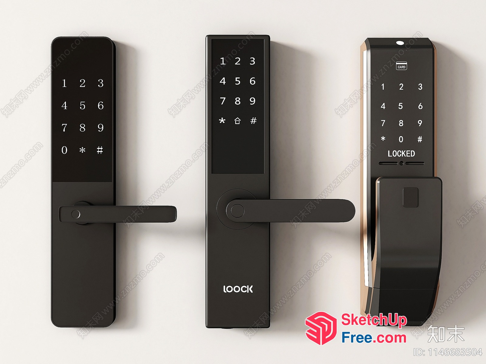 Modern Black Digital Locks For Enhanced Security 3D SketchUp File