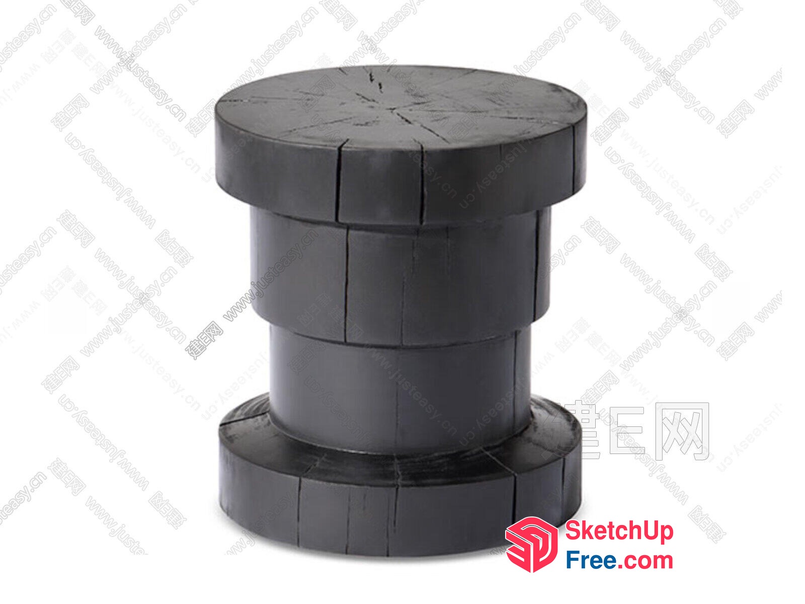 Black Pillar With Cracked Surface 3D SketchUp File