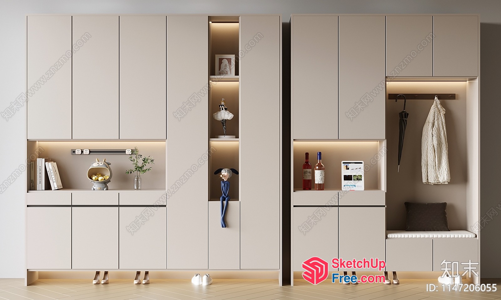 Modern Creamy Style Furniture And Decor 3D SketchUp File