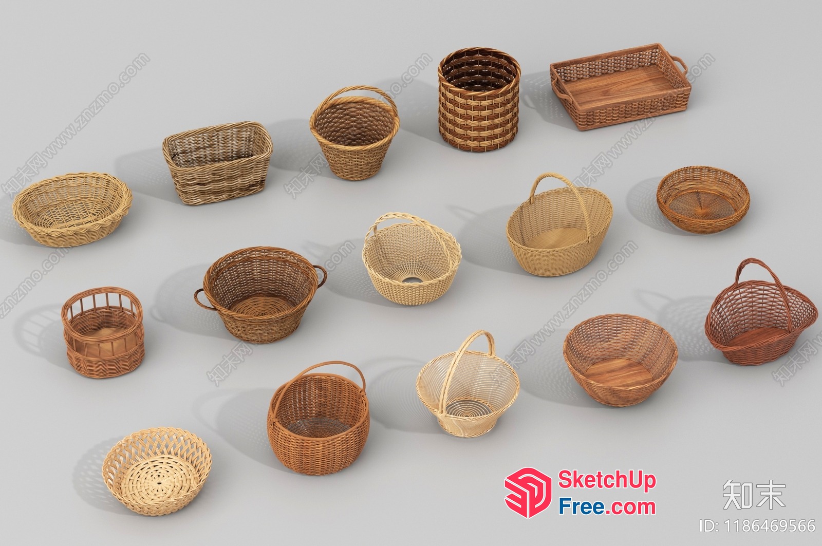 Rattan Baskets Collection 3D SketchUp File