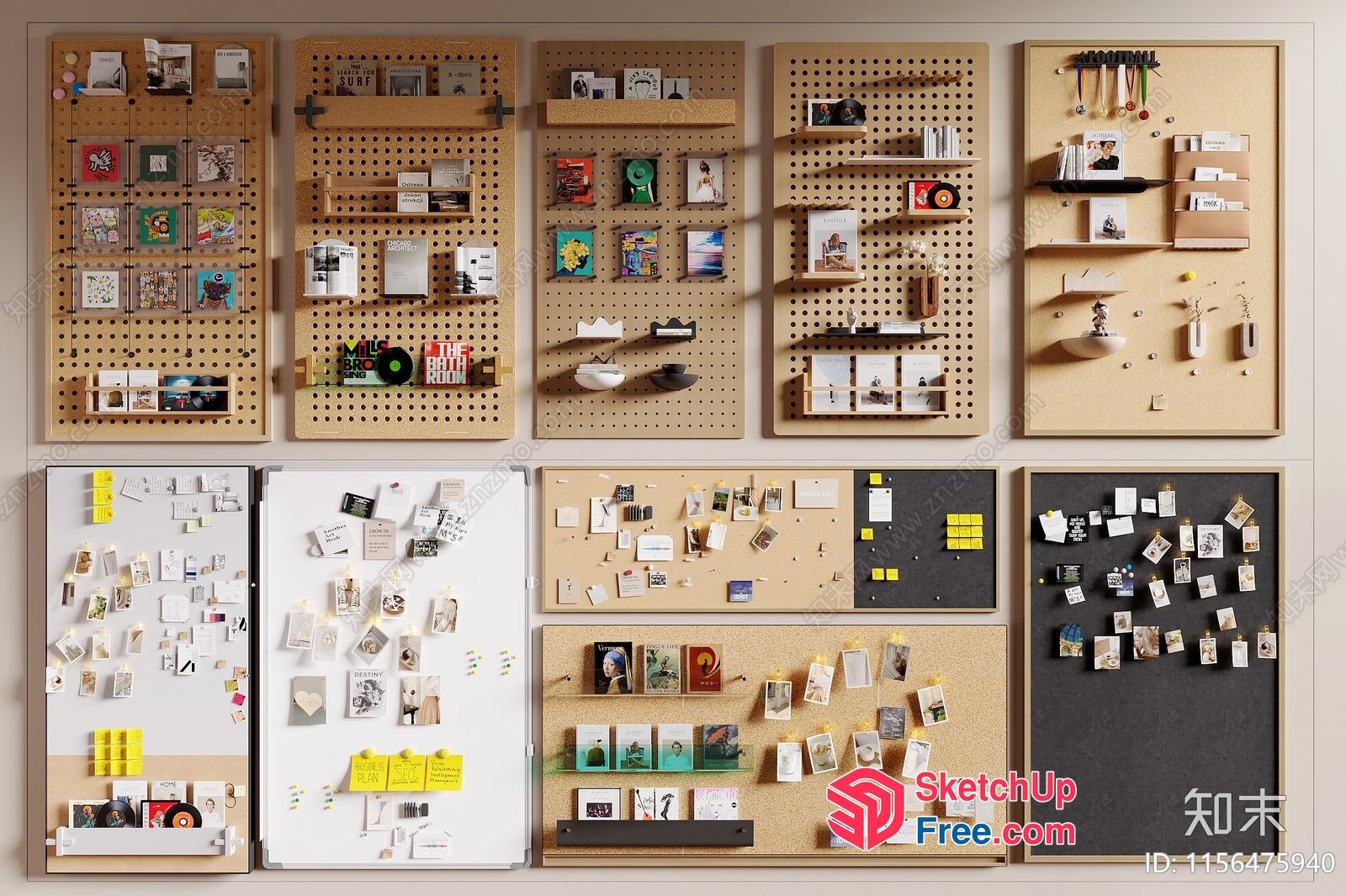Bulletin Board And Pegboard Collection 3D SketchUp File