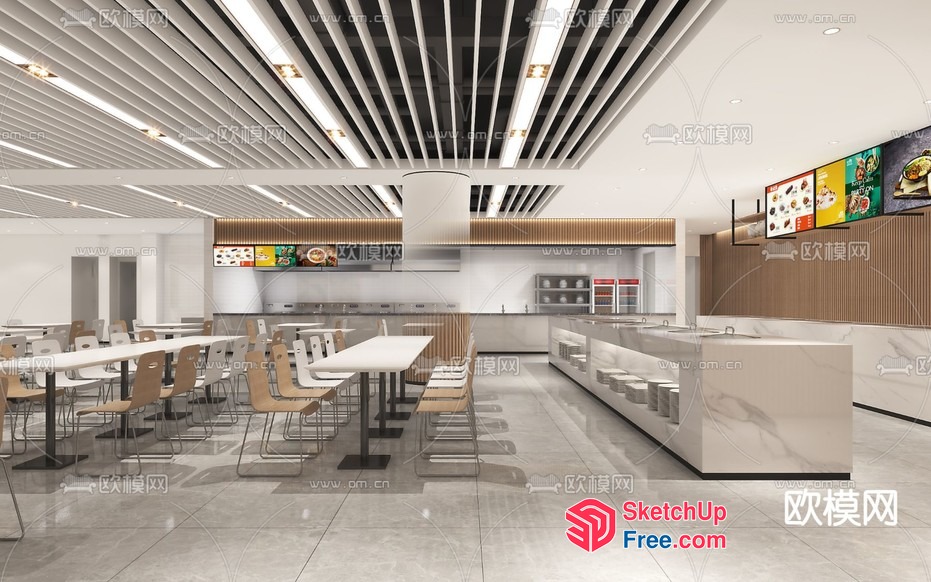 Modern Minimalist Restaurant Interior Design 3D SketchUp File