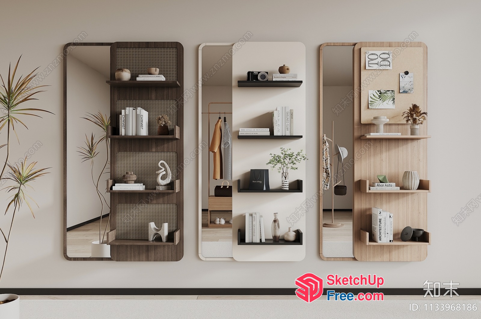 Minimalist Shelving And Mirror Decor 3D SketchUp File