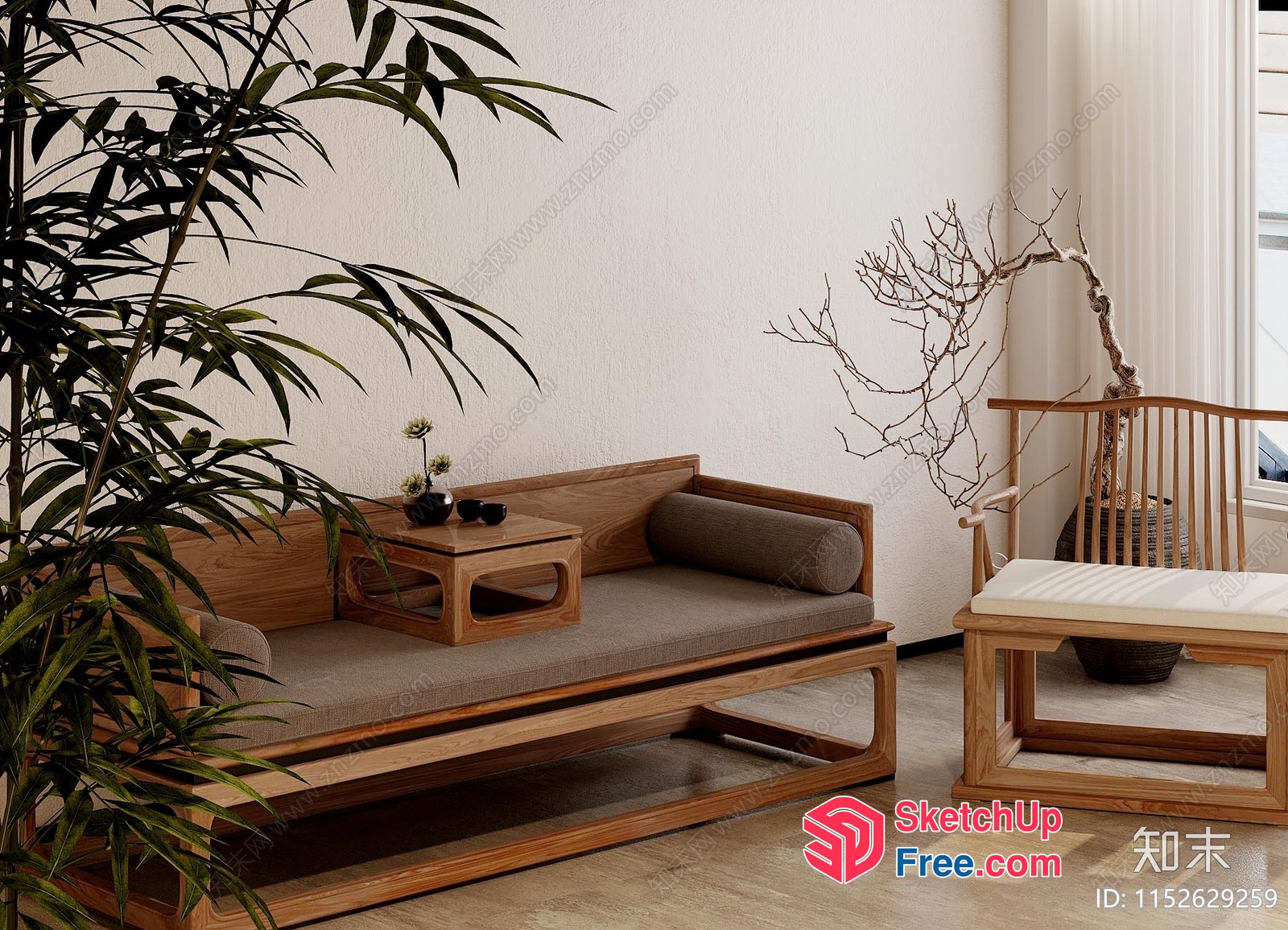 Japanese-Style Minimalist Living Room 3D SketchUp File