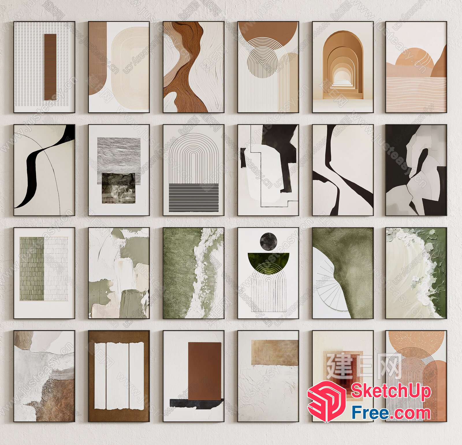 Modern Minimalist Abstract Art Collection 3D SketchUp File