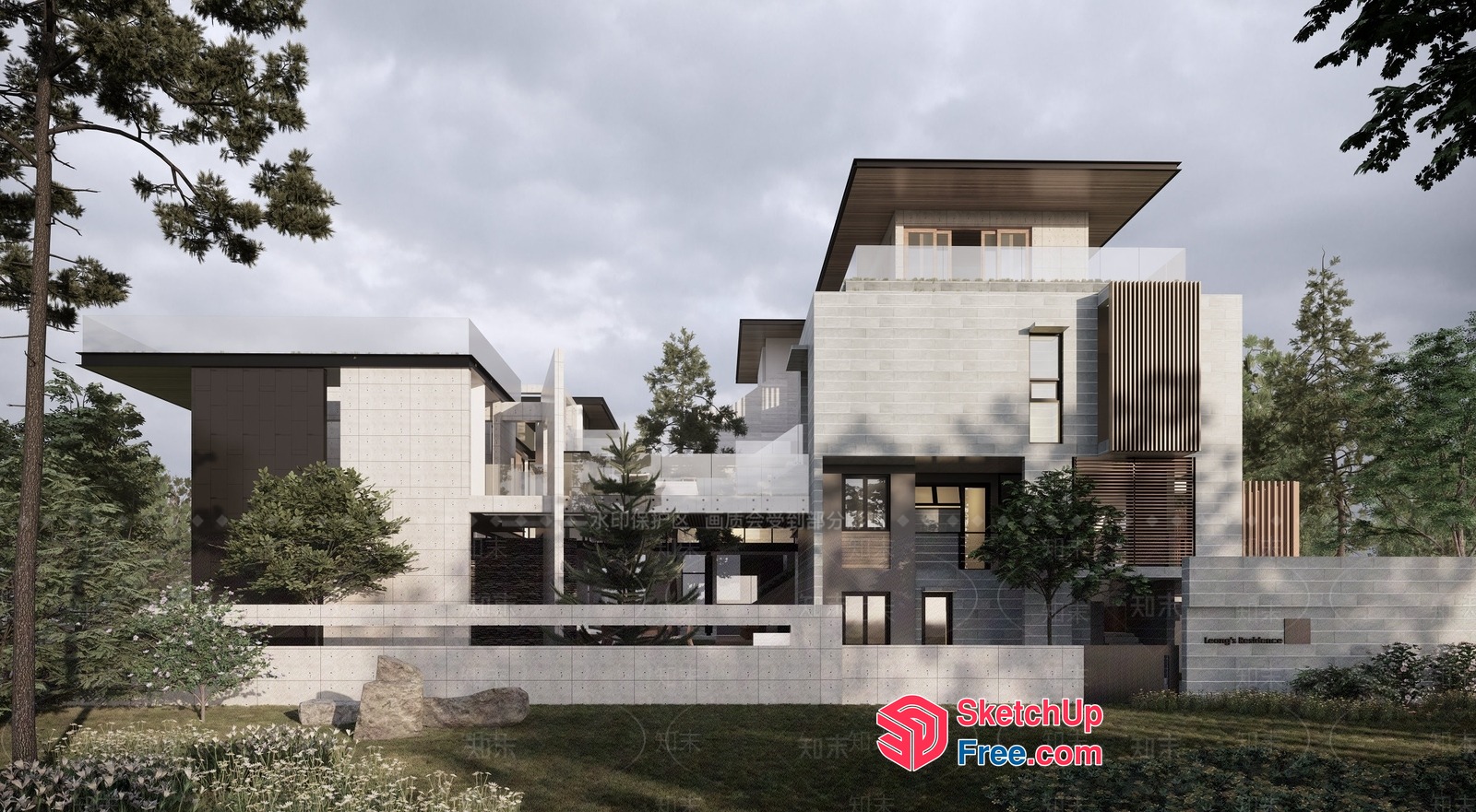 Modern Luxury Villa With Elegant And Serene Exterior 3D SketchUp File