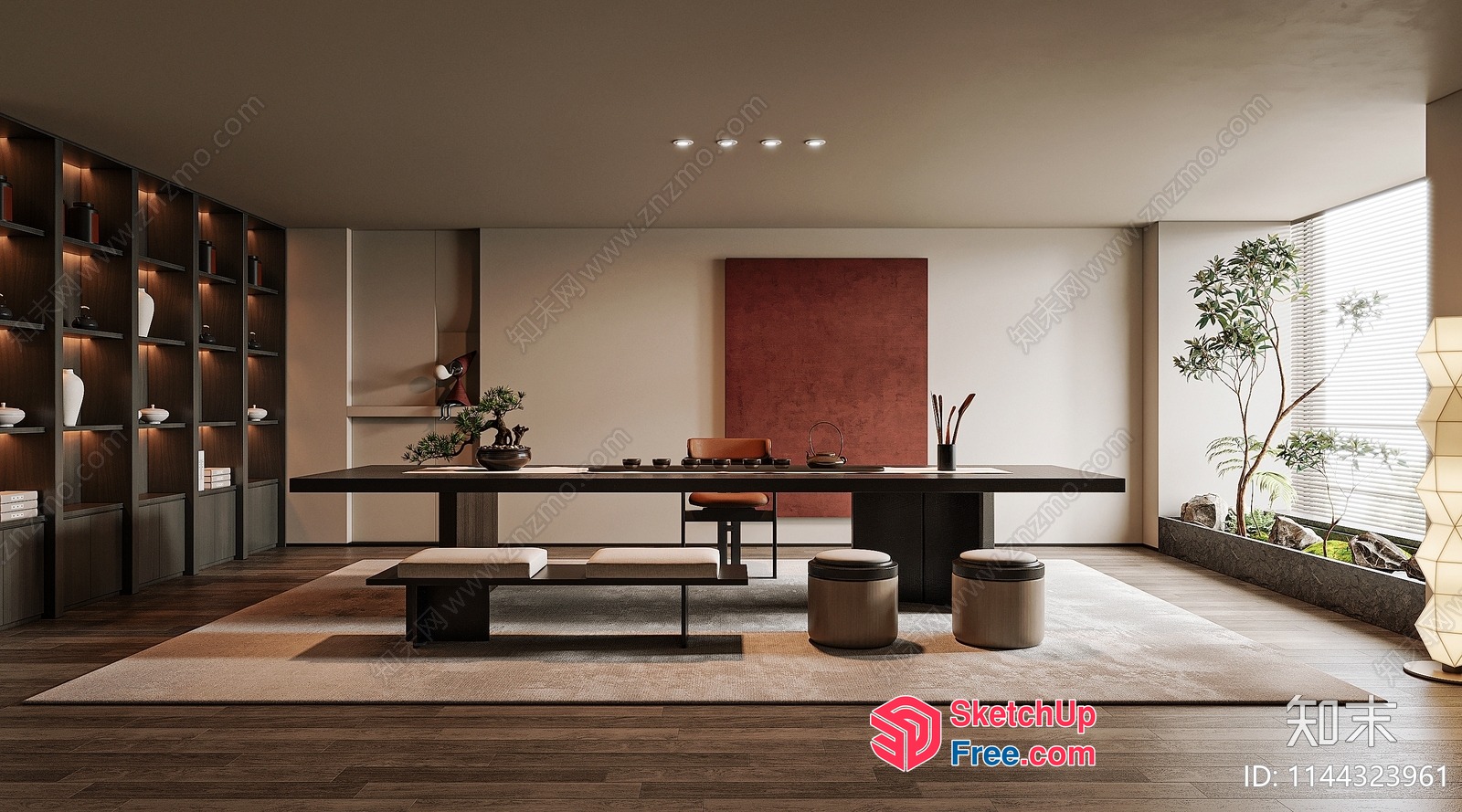 Modern Office Interior With Sleek Furniture And Natural Elements 3D SketchUp File