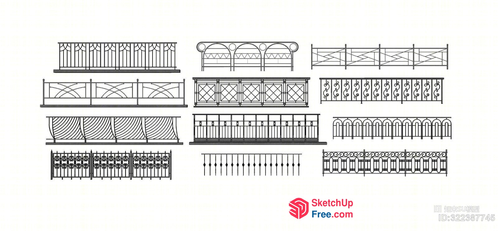 Ornate Balcony Railing Designs 3D SketchUp File