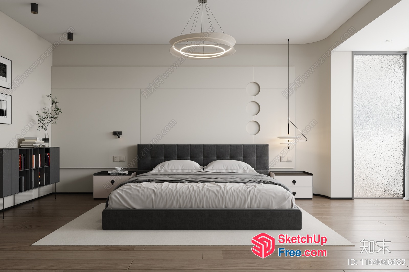 Minimalist Modern Bedroom Design With Sleek Bed Head And Furniture 3D SketchUp File