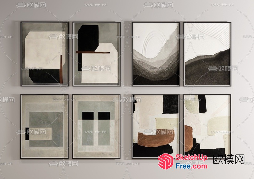 Abstract Art Collection In Earthy Tones 3D SketchUp File