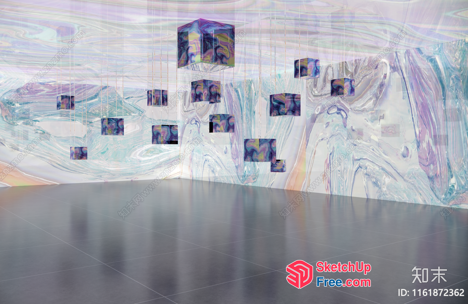 Abstract Marble Patterned Art Gallery 3D SketchUp File