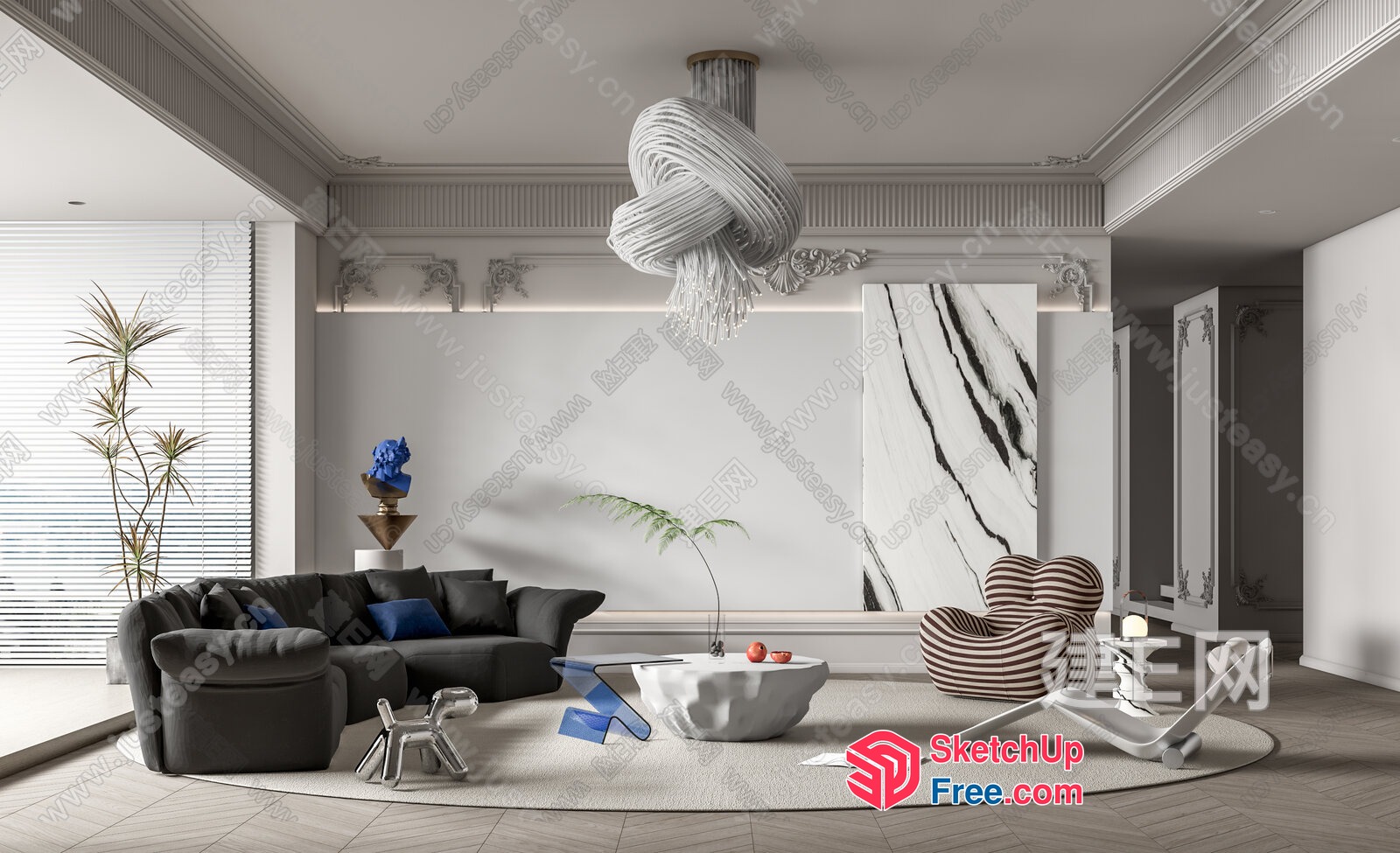Modern Minimalist Living Room Interior Design 3D SketchUp File
