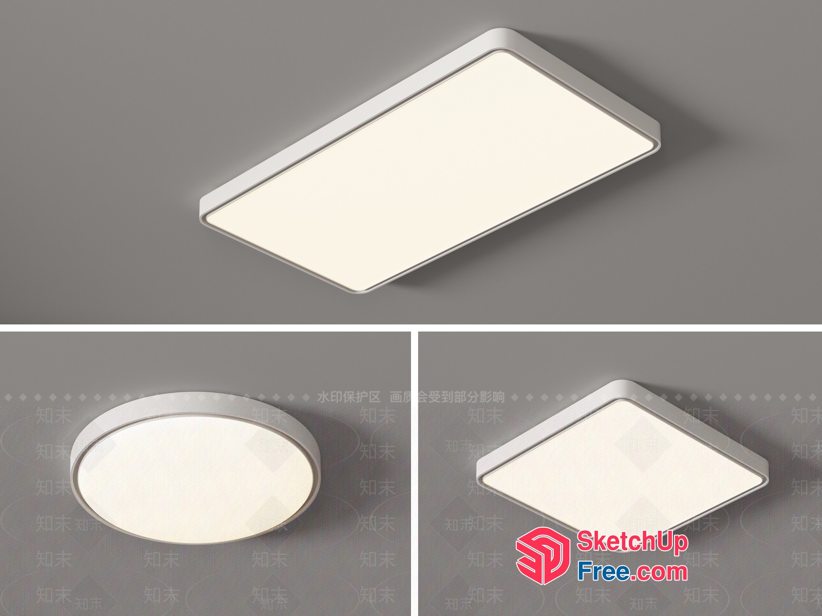 Rectangular And Circular Ceiling Light Fixtures 3D SketchUp File