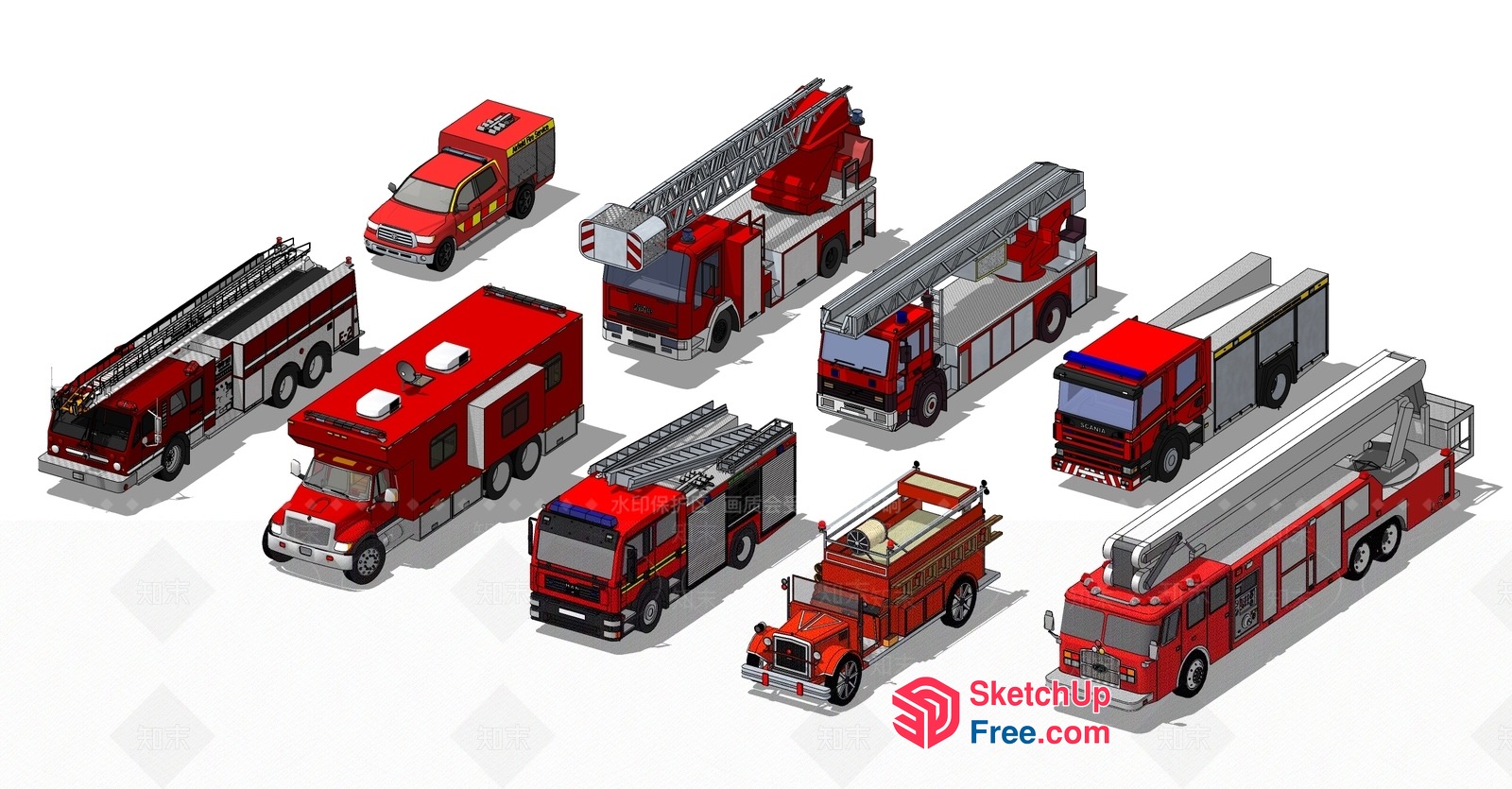Fire Trucks And Fire Engines 3D SketchUp File