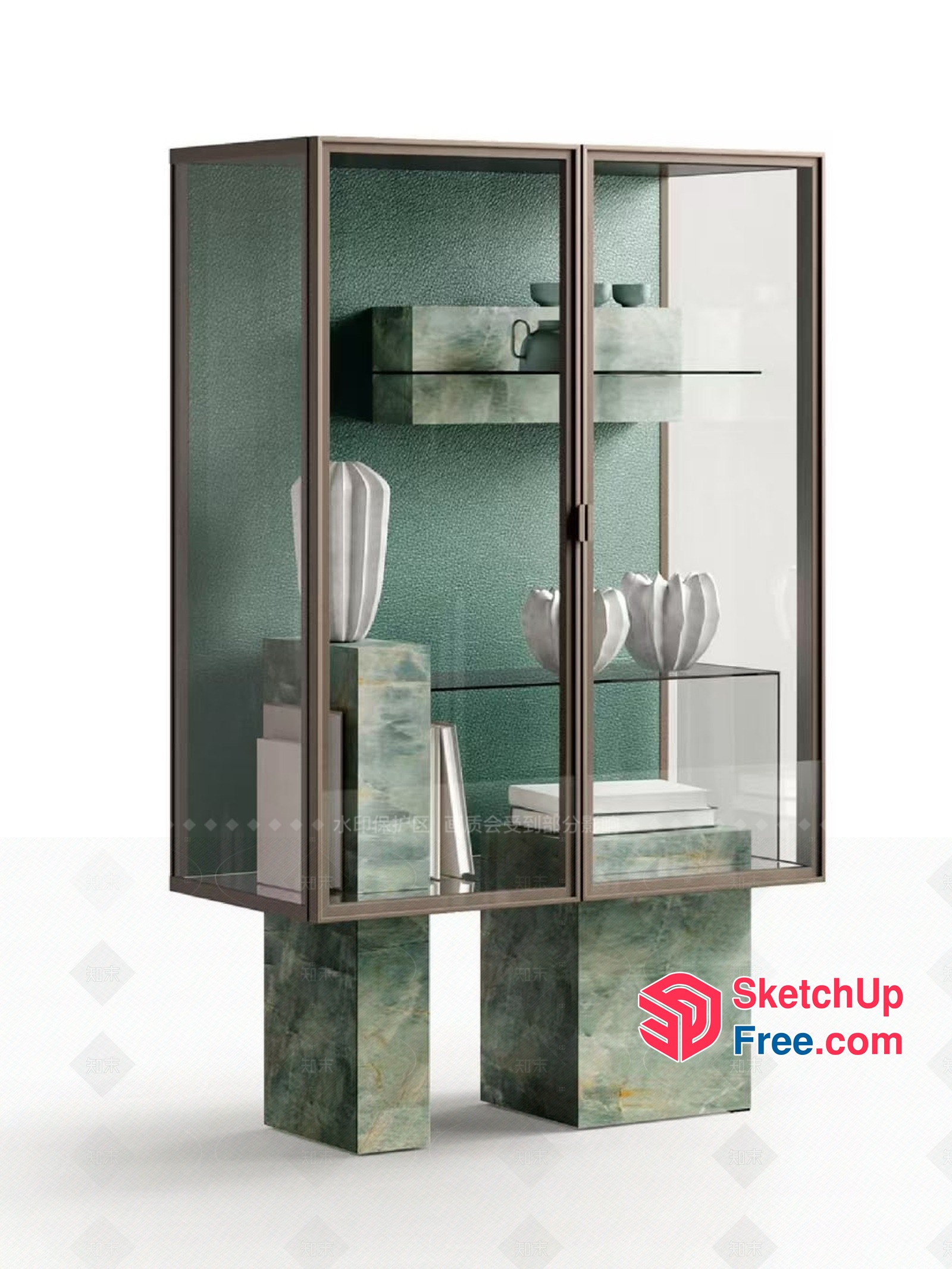 Elegant Glass And Marble Display Cabinet 3D SketchUp File