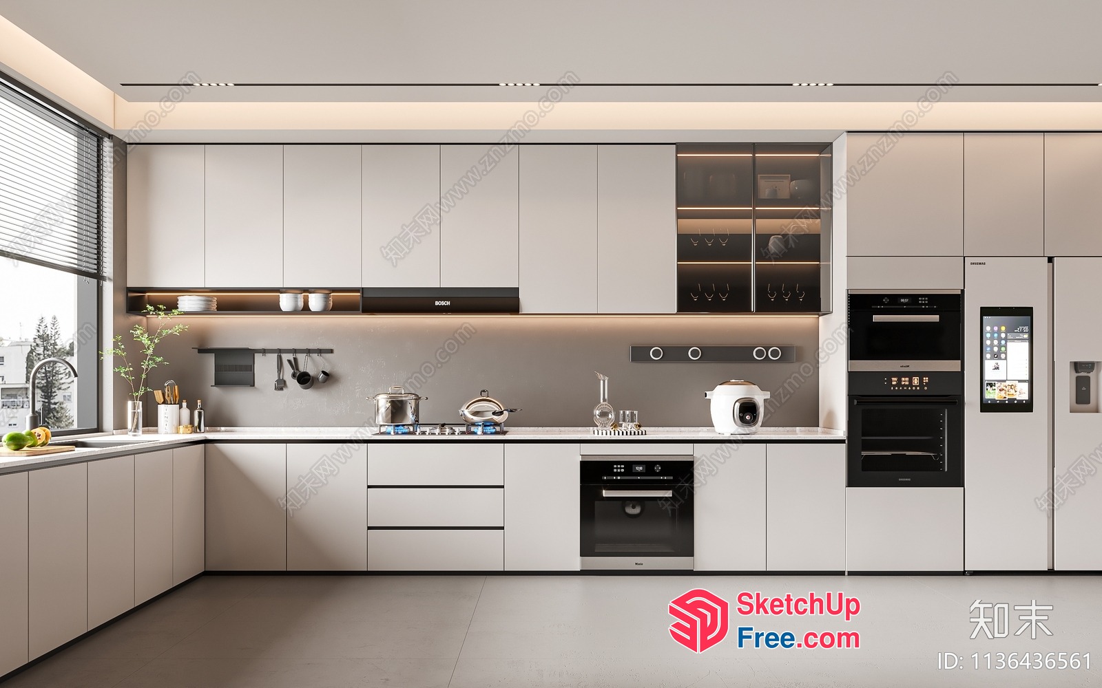 Modern Kitchen With Sleek White Cabinets And Stainless Steel Appliances 3D SketchUp File